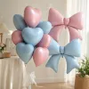 Pink and blue heart-shaped balloon bow decoration is a perfect tool for setting up the atmosphere at wedding parties details Picture